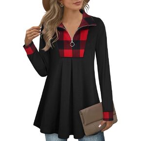 سويت شيرت نسائي من Timeson بأكمام طويلة وربع سحاب وطية صدر السترة منقوشة in Kuwait