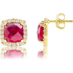 4 قيراط. أقراط من الأحجار الكريمة على شكل وسادة للنساء من الذهب عيار 18 قيراطًا على الفضة الإسترليني | أقراط من الذهب الحقيقي للنساء مع التوباز الأبيض | أقراط جوهرة الميلاد الكبيرة للنساء من MAX + STONE in Kuwait