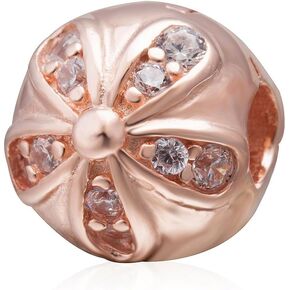 تعليقة من الفضة الاسترلينية عيار 925 على شكل زهرة الاقحوان مع قفل ذهبي وردي، دلاية على شكل زهرة الفاصل، حلية الذكرى السنوية لسوار باندورا in Kuwait