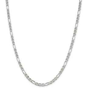 Solid 925 Sterling Silver 3.75mm Figaro Anchor Mariner Chain Necklace - with Secure Lobster Lock Clasp in Saudi Arabia