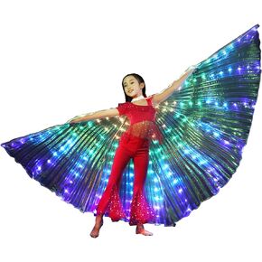 BWWNBY الرقص الشرقي إيزيس الجناح، عمود إضاءة LED أجنحة الملاك للأطفال، عيد الهالوين عيد الميلاد تضيء المرحلة ارتداء الدعائم الأداء الهذيان in Kuwait