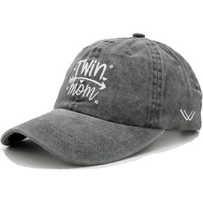 Waldeal Twin Mom Gift Women's Baseball Cap, Adjustable Hat Distressed Retro Denim Washed for Women in Kuwait