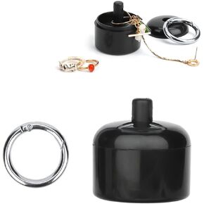 سلسلة مفاتيح وحامل مجوهرات للسفر من لاسوروا، صندوق خواتم محمول للسفر للنساء والرجال لحمل الاقراط والقلائد في الرحلات، مع اسفنجة بالداخل (اسود) in Kuwait