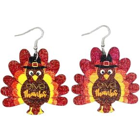 Turkey Thanksgiving Wooden Drop Dangle Earrings Rugby Letters for Women Girl Jewelry Colorful Lightweight Colorful Bohemian Celebrate Gifts Holiday Present Favors Autumn