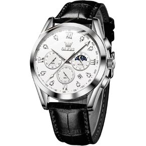 OLEVS Valentines Couple Pair Quartz Watches His and Her Couple Set Leather Chronograph Diamond Wrist Watch Men Women Lovers Wedding Romantic Gifts Set of 2 in Saudi Arabia