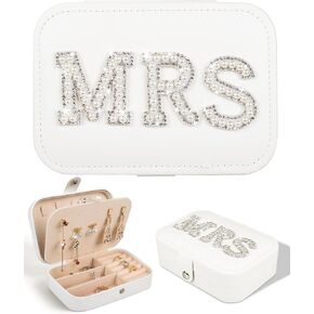 JUSTOTRY Bride MRS Jewelry Box - Bridal Shower Gifts for Bride, White Small Travel Jewelry Box Storage for Bachelorette Party, Bridal Shower, Honeymoon，Engagement Gift for Mrs Wifey in Kuwait