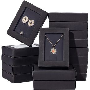 FINGERINSPIRE 16 قطعة من صندوق درج ورق الكرافت مع نافذة شفافة مقاس 4.5 × 3.4 × 1 بوصة صناديق مجوهرات من الورق المقوى الأبيض صناديق هدايا المجوهرات صندوق هدايا مستطيل لتخزين حلقات القرط والقلادة وعرضها in Kuwait