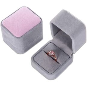 TheDisplayGuys - Plush Velvet Jewelry Ring Box w/Hinged Snap Lid (Baby Blue) - for Engagement, Proposal, Wedding, Gifting