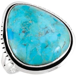Turquoise Ring Sterling Silver 925 Genuine Gemstones Size 6 to 11