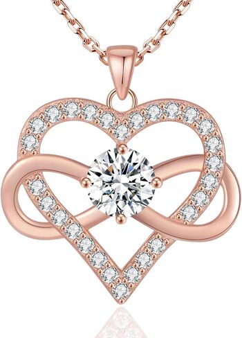 OKISIL قلادات قلادة على شكل قلب إنفينيتي للنساء، مطلية بالذهب عيار 18 قيراط ومجوهرات من الفضة الإسترلينية S925، مجموعة 5A تشيكوسلوفاكيا، هدايا عيد الميلاد السنوية لعيد الميلاد للنساء وصديقتها وزوجته وأمها وأختها in Kuwait