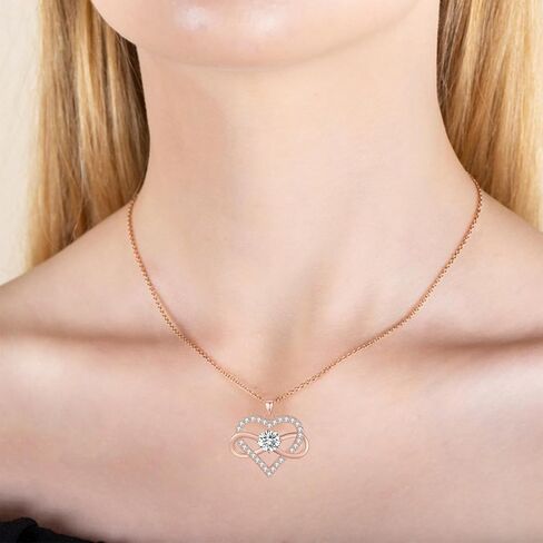 OKISIL قلادات قلادة على شكل قلب إنفينيتي للنساء، مطلية بالذهب عيار 18 قيراط ومجوهرات من الفضة الإسترلينية S925، مجموعة 5A تشيكوسلوفاكيا، هدايا عيد الميلاد السنوية لعيد الميلاد للنساء وصديقتها وزوجته وأمها وأختها in Kuwait