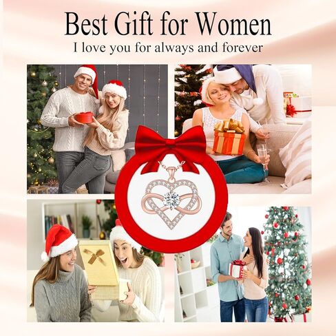 OKISIL قلادات قلادة على شكل قلب إنفينيتي للنساء، مطلية بالذهب عيار 18 قيراط ومجوهرات من الفضة الإسترلينية S925، مجموعة 5A تشيكوسلوفاكيا، هدايا عيد الميلاد السنوية لعيد الميلاد للنساء وصديقتها وزوجته وأمها وأختها in Kuwait