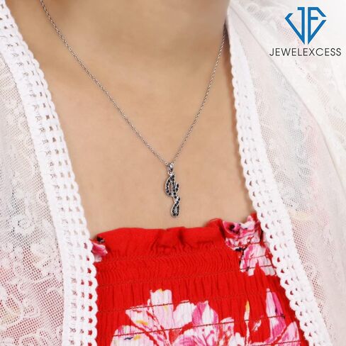 JEWELEXCESS 1/4 Carat Black Diamond Initial Letter Pendant Necklace for Women | .925 Sterling Silver A to Z Alphabet Monogram Necklaces for Girls, Cursive Script, Personalized Jewelry Gift for Her in Kuwait