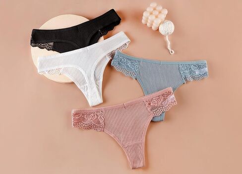 ملابس داخلية نسائية من Cotorance مقسمة بالدانتيل منخفضة الارتفاع من القطن ثونغ هيبستر بيكيني ملابس داخلية in Kuwait