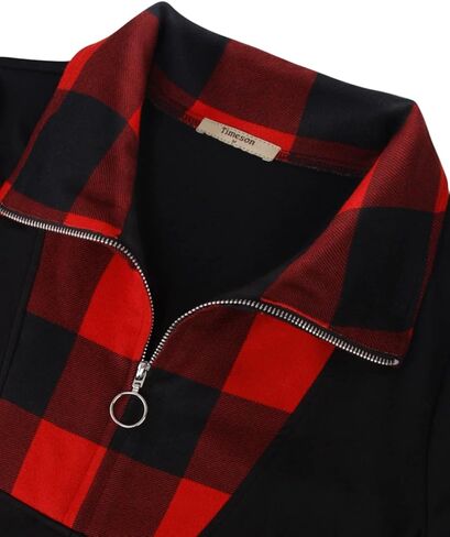 سويت شيرت نسائي من Timeson بأكمام طويلة وربع سحاب وطية صدر السترة منقوشة in Kuwait