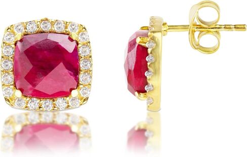 4 قيراط. أقراط من الأحجار الكريمة على شكل وسادة للنساء من الذهب عيار 18 قيراطًا على الفضة الإسترليني | أقراط من الذهب الحقيقي للنساء مع التوباز الأبيض | أقراط جوهرة الميلاد الكبيرة للنساء من MAX + STONE in Kuwait