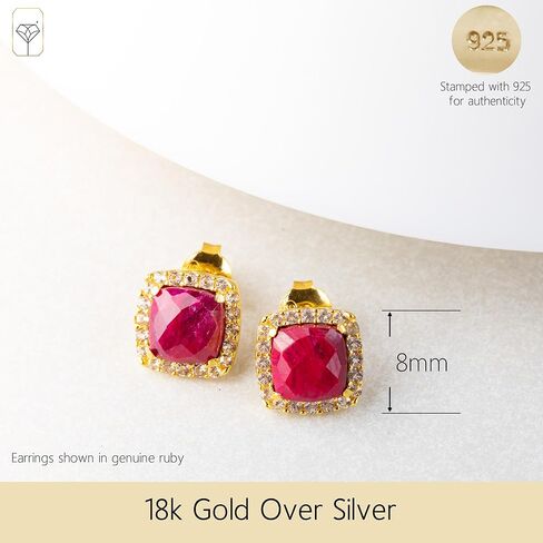 4 قيراط. أقراط من الأحجار الكريمة على شكل وسادة للنساء من الذهب عيار 18 قيراطًا على الفضة الإسترليني | أقراط من الذهب الحقيقي للنساء مع التوباز الأبيض | أقراط جوهرة الميلاد الكبيرة للنساء من MAX + STONE in Kuwait