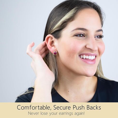 4 قيراط. أقراط من الأحجار الكريمة على شكل وسادة للنساء من الذهب عيار 18 قيراطًا على الفضة الإسترليني | أقراط من الذهب الحقيقي للنساء مع التوباز الأبيض | أقراط جوهرة الميلاد الكبيرة للنساء من MAX + STONE in Kuwait