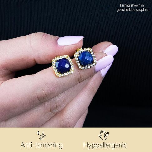 4 قيراط. أقراط من الأحجار الكريمة على شكل وسادة للنساء من الذهب عيار 18 قيراطًا على الفضة الإسترليني | أقراط من الذهب الحقيقي للنساء مع التوباز الأبيض | أقراط جوهرة الميلاد الكبيرة للنساء من MAX + STONE in Kuwait