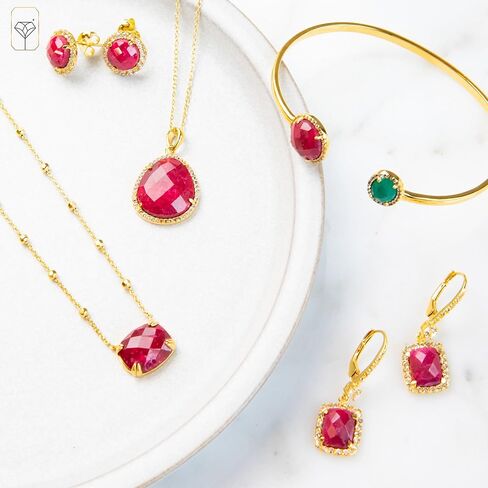 4 قيراط. أقراط من الأحجار الكريمة على شكل وسادة للنساء من الذهب عيار 18 قيراطًا على الفضة الإسترليني | أقراط من الذهب الحقيقي للنساء مع التوباز الأبيض | أقراط جوهرة الميلاد الكبيرة للنساء من MAX + STONE in Kuwait