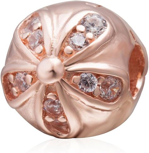 تعليقة من الفضة الاسترلينية عيار 925 على شكل زهرة الاقحوان مع قفل ذهبي وردي، دلاية على شكل زهرة الفاصل، حلية الذكرى السنوية لسوار باندورا in Kuwait