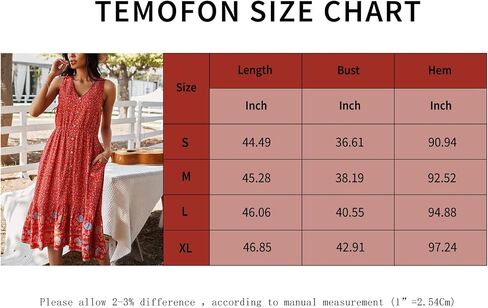 TEMOFON Women Dress Summer Sleeveless Bohemian: Floral V Neck Button Down Flowy Boho Dresses S-XL in Kuwait