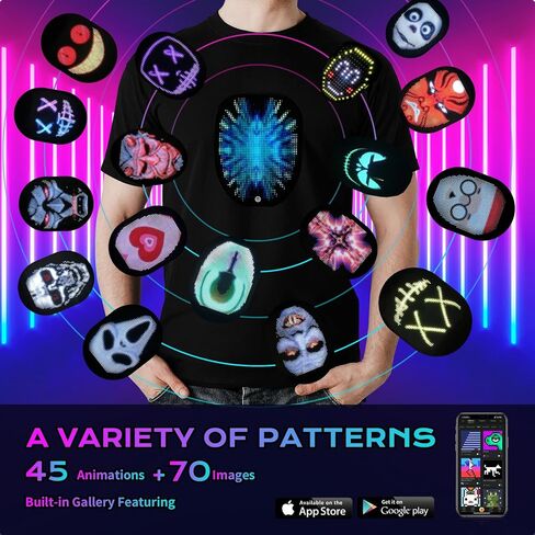 قميص LED مع ملحقات Rave قابلة للبرمجة عبر البلوتوث للحفلات in Kuwait