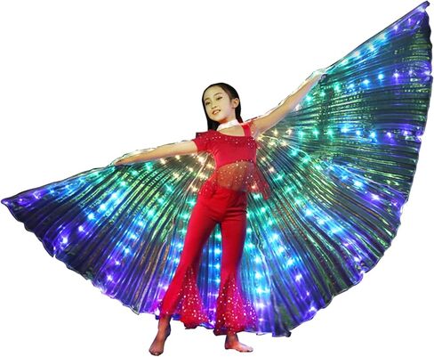 BWWNBY الرقص الشرقي إيزيس الجناح، عمود إضاءة LED أجنحة الملاك للأطفال، عيد الهالوين عيد الميلاد تضيء المرحلة ارتداء الدعائم الأداء الهذيان in Kuwait