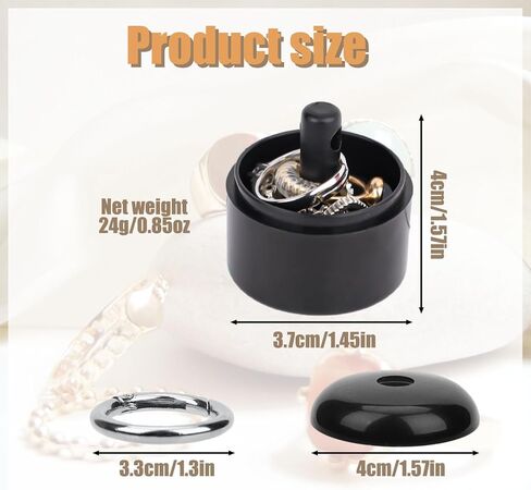 سلسلة مفاتيح وحامل مجوهرات للسفر من لاسوروا، صندوق خواتم محمول للسفر للنساء والرجال لحمل الاقراط والقلائد في الرحلات، مع اسفنجة بالداخل (اسود) in Kuwait