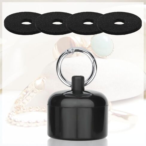 سلسلة مفاتيح وحامل مجوهرات للسفر من لاسوروا، صندوق خواتم محمول للسفر للنساء والرجال لحمل الاقراط والقلائد في الرحلات، مع اسفنجة بالداخل (اسود) in Kuwait