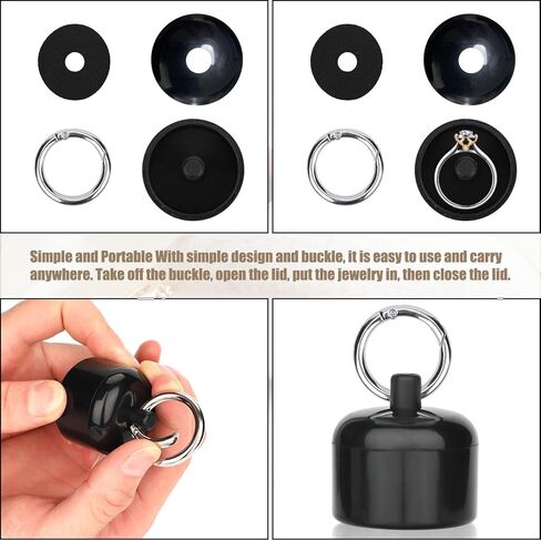 سلسلة مفاتيح وحامل مجوهرات للسفر من لاسوروا، صندوق خواتم محمول للسفر للنساء والرجال لحمل الاقراط والقلائد في الرحلات، مع اسفنجة بالداخل (اسود) in Kuwait