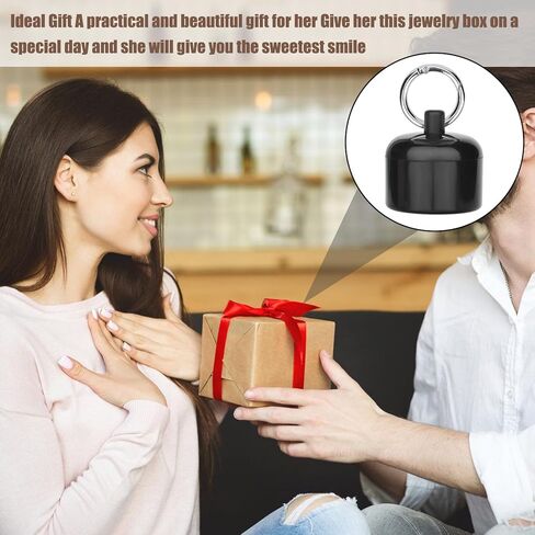 سلسلة مفاتيح وحامل مجوهرات للسفر من لاسوروا، صندوق خواتم محمول للسفر للنساء والرجال لحمل الاقراط والقلائد في الرحلات، مع اسفنجة بالداخل (اسود) in Kuwait