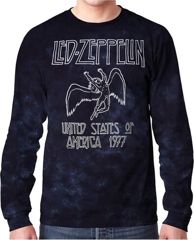 تي شيرت أزرق سائل Led Zeppelin USA Tour 77 Tie Dye قصير الأكمام in Saudi Arabia