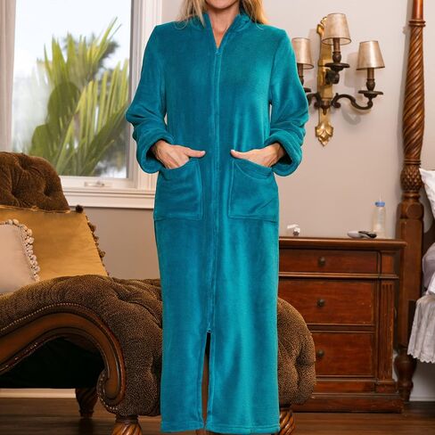 Alexander Del Rossa Women's Zip Up Fleece Robe, Soft Warm Plush Zipper Bathrobe in Saudi Arabia