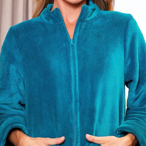 Alexander Del Rossa Women's Zip Up Fleece Robe, Soft Warm Plush Zipper Bathrobe in Saudi Arabia