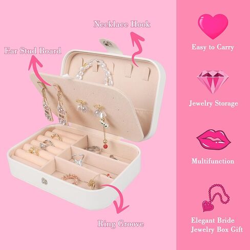 JUSTOTRY Bride MRS Jewelry Box - Bridal Shower Gifts for Bride, White Small Travel Jewelry Box Storage for Bachelorette Party, Bridal Shower, Honeymoon，Engagement Gift for Mrs Wifey in Kuwait