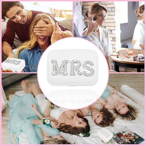JUSTOTRY Bride MRS Jewelry Box - Bridal Shower Gifts for Bride, White Small Travel Jewelry Box Storage for Bachelorette Party, Bridal Shower, Honeymoon，Engagement Gift for Mrs Wifey in Kuwait
