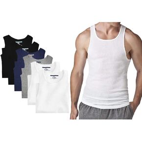 Different Touch 6 Pack Men's Big and Tall Muscle Ribbed Tank Tops A-Shirts Underwear Shirts in Kuwait