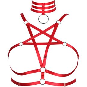 Women's Body Harness Pentagram Fashion Bra Belt Plus Size Elastic Punk Gothic Carnival Halloween Dance Costume 1