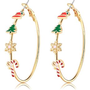 YAHPERN Halloween Thanksgiving Fall Christmas Earrings for Women Festive Holiday Hoop Earrings Costume Party Outfits Holiday Jewelry Gifts