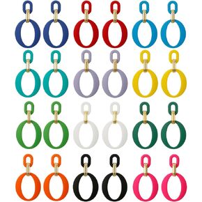 COLOYAN 12 Pairs Acrylic Geometric Earrings for Women Fashion Acrylic Square Oval Statement Earrings Geometric Drop Dangle Earrings Party Jewelry