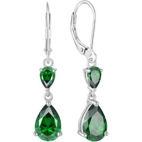 Raymard 925 Sterling Silver Pear Cut Birthstone Earrings, Teardrop Dangle Leverback Earrings for Women, Prom Jewelry Gifts in Kuwait