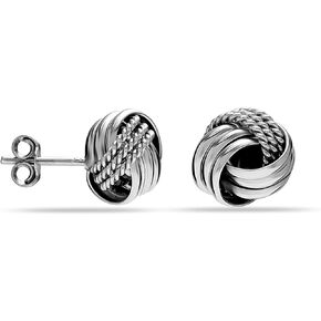 LeCalla Sterling Silver Jewelry Italian Design Love Knot Stud Earrings for Women