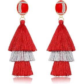 Game Day Earrings Sport Football Tassel Drop Earrings Fun Team Color Statement Earrings Game Day Team Supports Fan Jewelry Gift in Kuwait