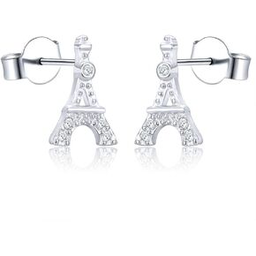 AoedeJ Hypoallergenic Paris Eiffel Tower Stud Earrings 925 Sterling Silver Small Earrings Stud Gift for Women