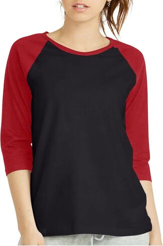 Women 3/4 Sleeve Baseball Tee - Raglan Shirts Jersey Tops Quarter Sleeve Shirt Tees in Saudi Arabia