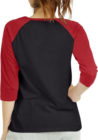 Women 3/4 Sleeve Baseball Tee - Raglan Shirts Jersey Tops Quarter Sleeve Shirt Tees in Saudi Arabia
