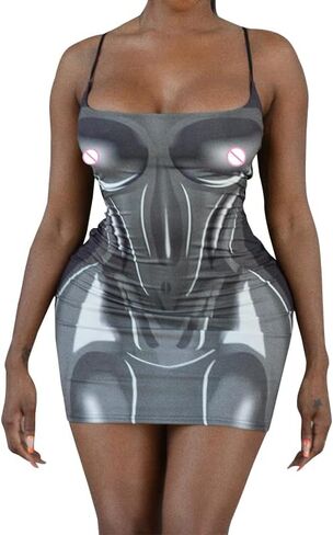 فستان نسائي طويل مطبوع بدون أكمام فستان Bodycon قصير فساتين مثيرة لحفلات النادي in Kuwait