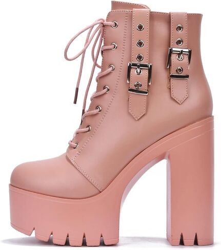 Cape Robbin Elinda Combat Boots for Women, Platform Boots with Chunky Block Heels,High Tops Boots for Women in Kuwait