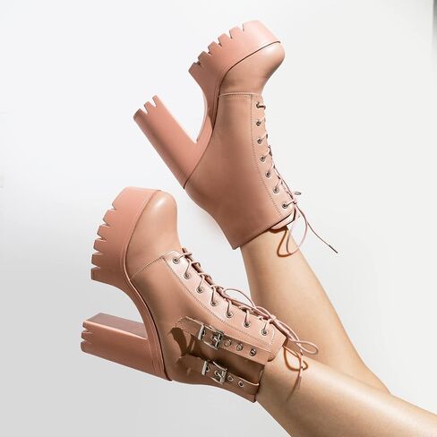 Cape Robbin Elinda Combat Boots for Women, Platform Boots with Chunky Block Heels,High Tops Boots for Women in Kuwait